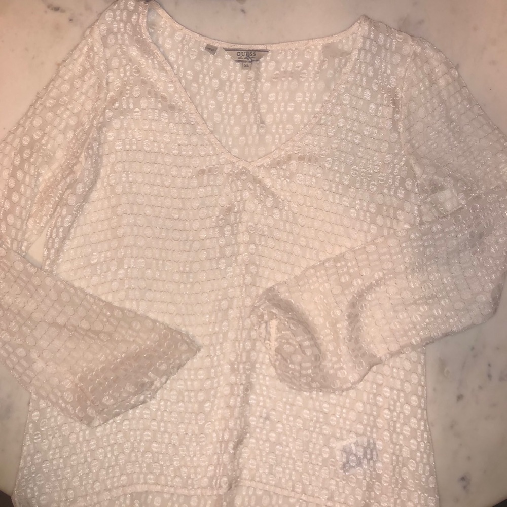 Guess sheer blouse womne's XS cream color